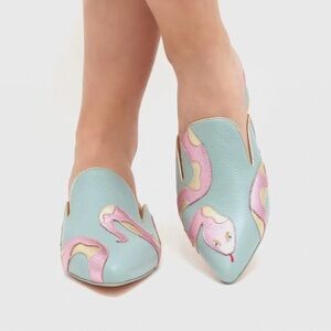 Butrich snake Anaconda mule shoes flat size 6.5 (37) women’s designer shoes